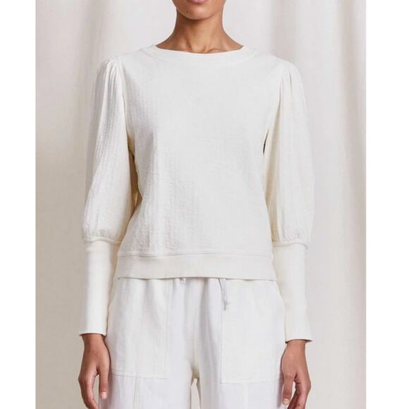 Apiece Apart Ivory Olimpio Sweatshirt Balloon Sleeve Top Women's Size Small - Picture 1 of 8